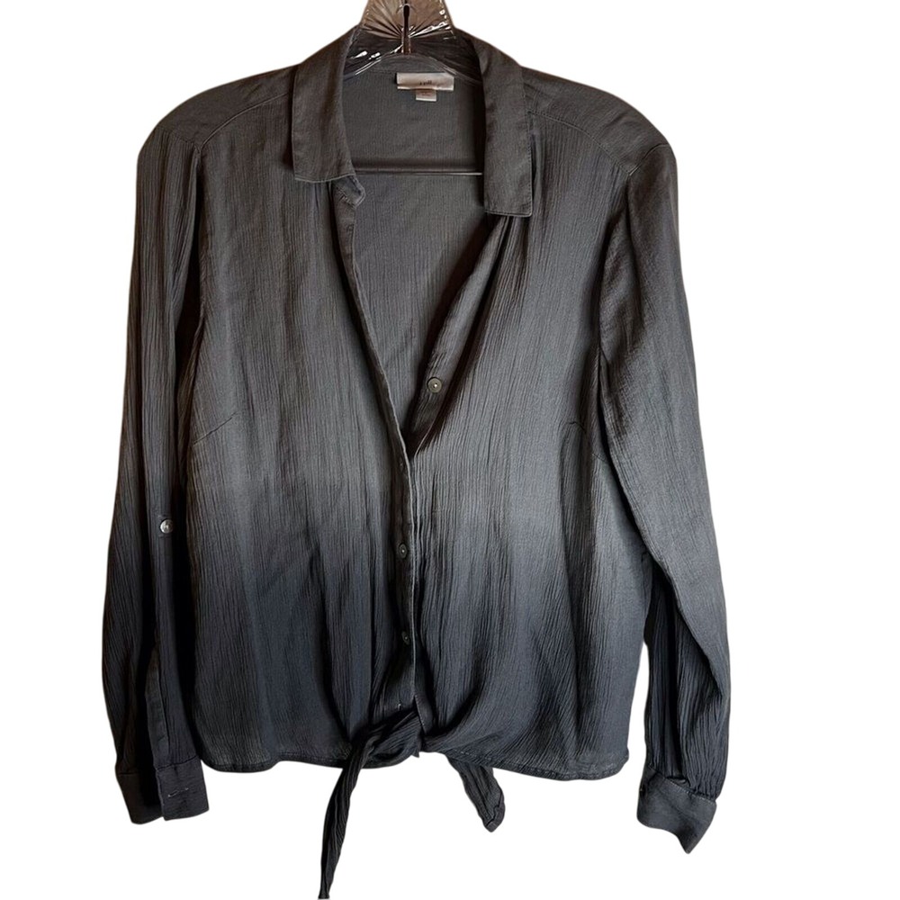 J.Jill Small Petite Ombré Button Down with Tie Waist. Arm's Roll Up. Flattering!